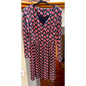 Brooks Brothers Rose Print long sleeve wrap dress